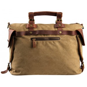 TP8 Vamp 2 Vintage™ Canvas Leder schultertasche Handgepäck Reisetasche Weekender fur Männer und Frauen - khaki